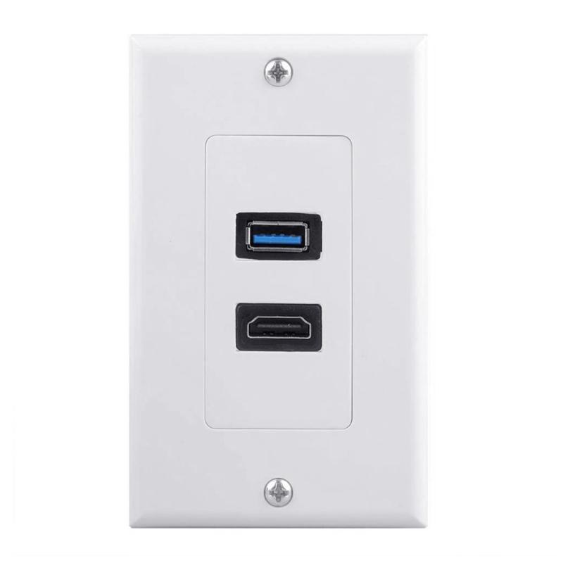 HDMI USB 3.0 Настенная панель USB 3.0 Зарядное устройство HDMIs Порт-розетка для зарядки Поддерживает 4K Ethernet Лицевая панель Наборы для офиса 1 white 666