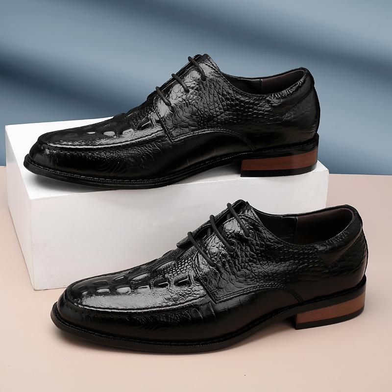 Модные мужские туфли Prince Classic Modern Formal Oxford Wingtip Lace Up Dress Shoes Handmade Black Natural Leather Shoes Wedding Party Shoes 38 чёрный Walk in Vogue