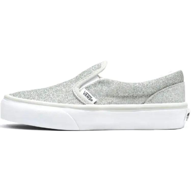 Vans Классические детские кроссовки Slip-On V Kids Glitter - серебристые детские кроссовки True-White VN0A5KXMX1K 31.5 white