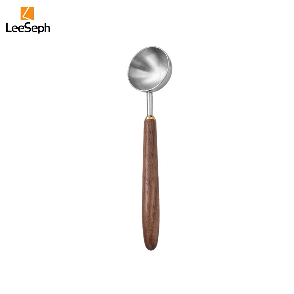 Кофейная ложка Leeseph из нержавеющей стали с ручкой из орехового дерева, для кофейной гущи, листового чая, сахара, специй, кухонных принадлежностей gray Chic Home