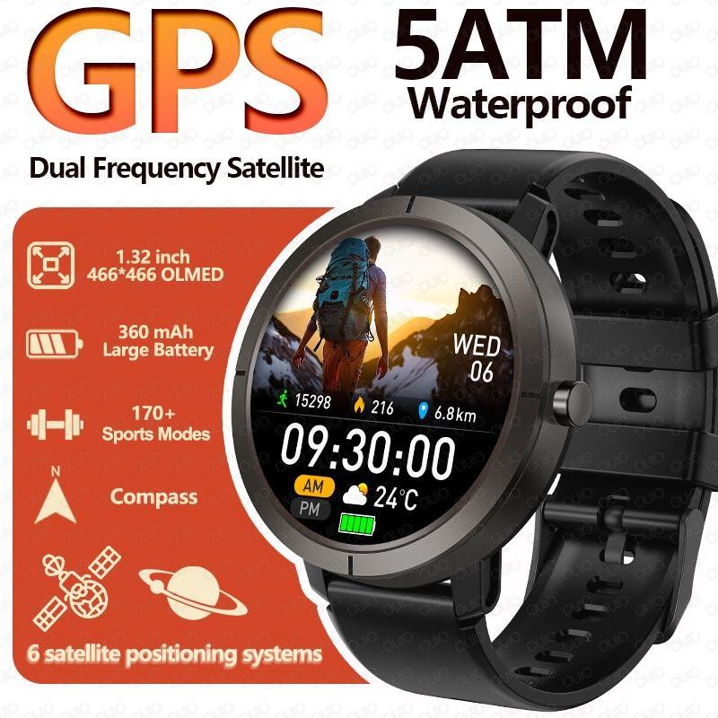2026 GPS Умные часы 1,32  AMOLED 5ATM Водонепроницаемые 170 Спортивных режимов Компас Множество циферблатов Мониторинг здоровья BT-звонок Умные часы Black Silicone red ZODVBOZ Smart watch1