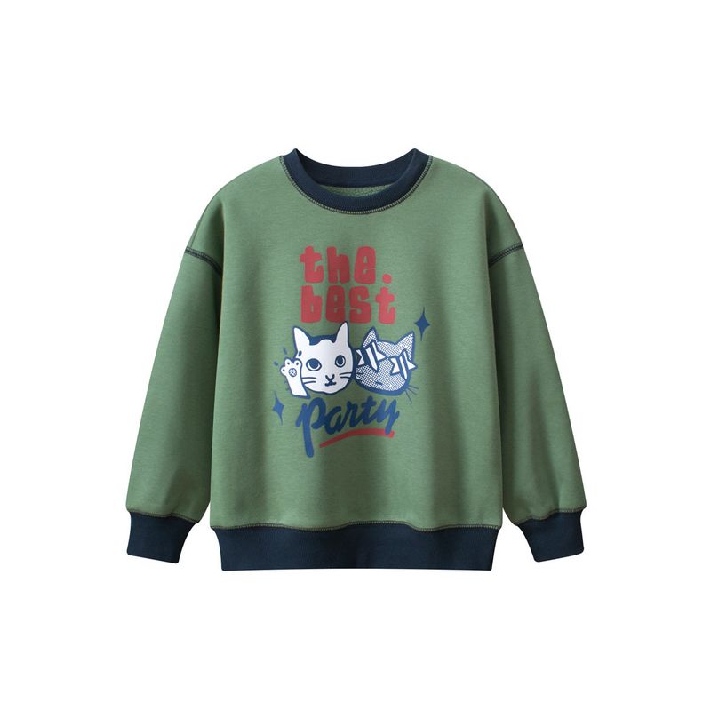 Branded Export Children s Clothing, Big Kids  Fleece-Lined Sweatshirt, Cartoon Parent-Child Autumn and Winter Wear for Boys and Young Girls Dt2126 Ai Green 170 gray TAOMall
