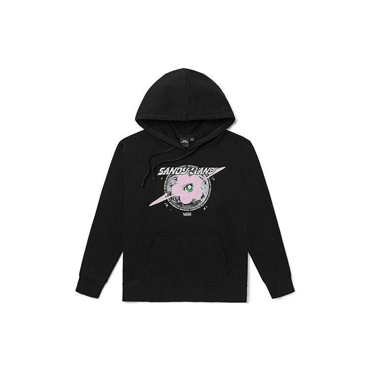 Vans X Sandy Liang Повседневная толстовка с капюшоном и буквенным геометрическим цветочным принтом, женские топы с длинными рукавами, черные VN0A7RLHYOD S gray
