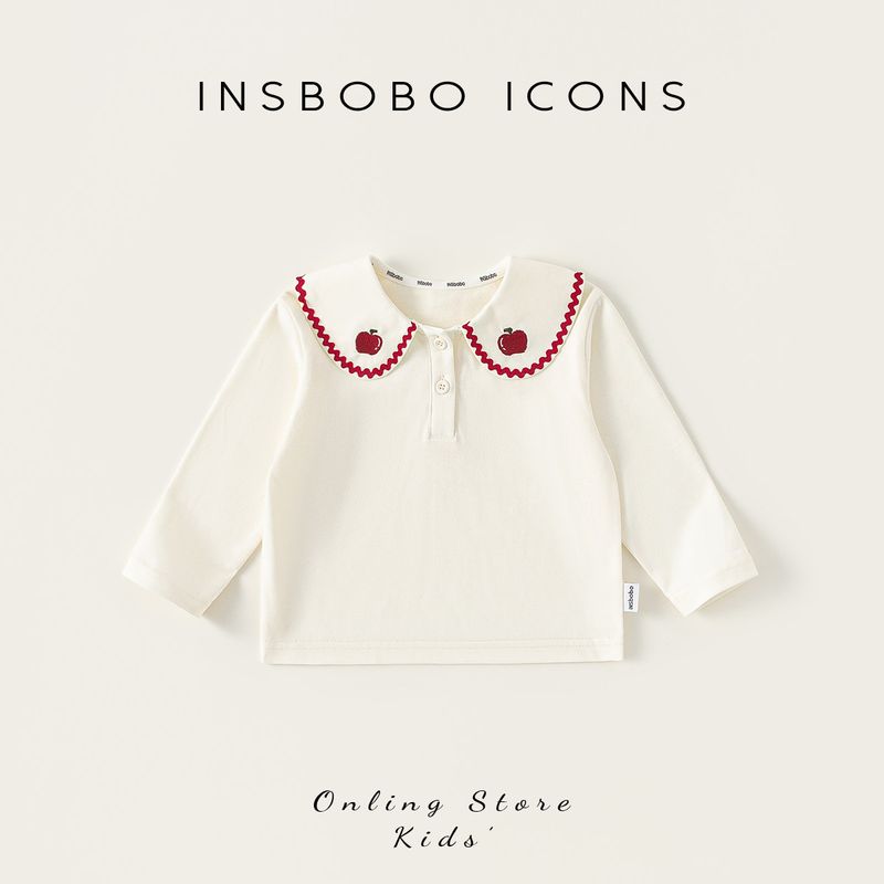 Insbobo Girls  T-Shirt 2026 Spring Stylish Base Shirt Children s Spring New Style Baby Top Spring Children s Clothing Autumn Apricot color 73 white TAOMall