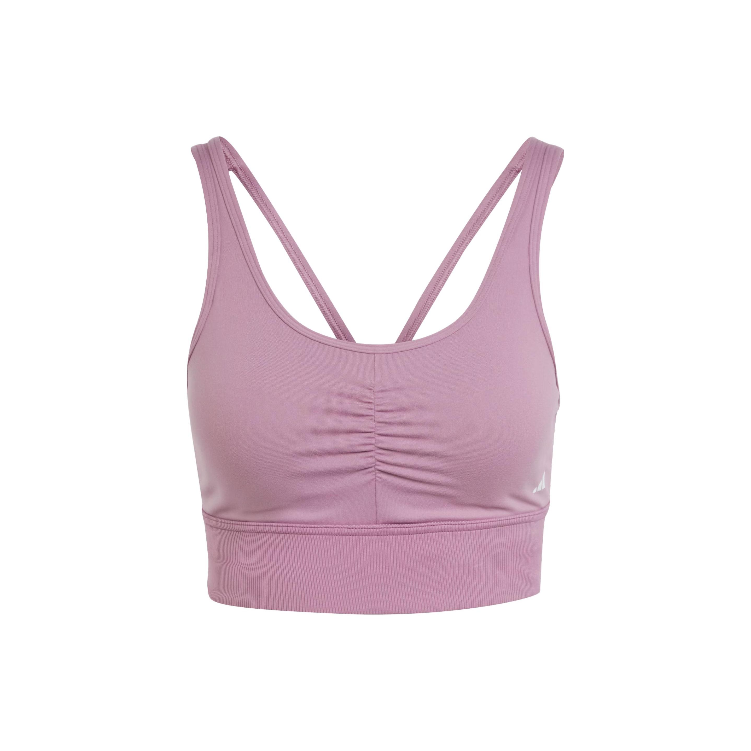 Спортивный бюстгальтер Adidas Essentials со средней поддержкой, однотонный, с дизайном логотипа, быстросохнущий, для йоги, с U-образным вырезом на спине, женское нижнее белье, фиолетовый IL2944 AXSB gray