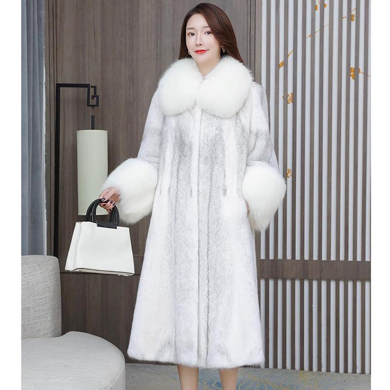 Женское пальто Длинное меховое пальто 9XL белый delicate-Y