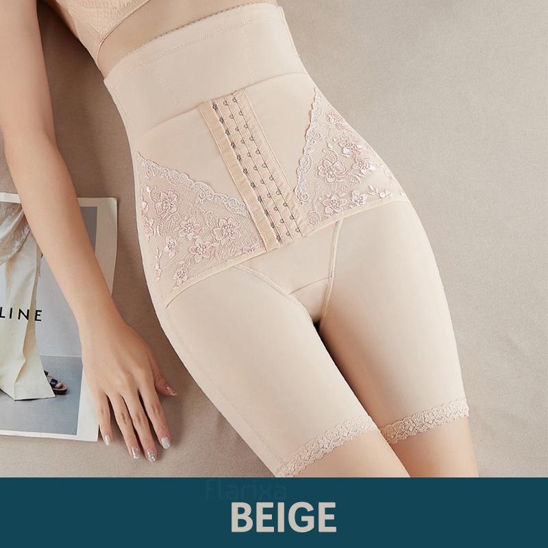 Flarixa Бесшовные женские боксеры с высокой талией, корректирующие фигуру, полые дышащие трусики, утягивающее нижнее белье, шорты для управления животом M бежевый
