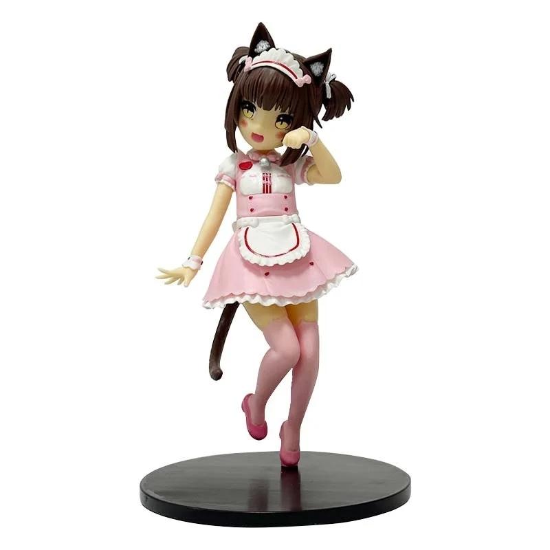18СМ Аниме Фигурка Кошки-Горничной NEKOPARA - Шоколад Ваниль Милая Коллекционная Статичная Кукла из ПВХ Модель в Стиле Милой Кошки для Детей white Fashnics