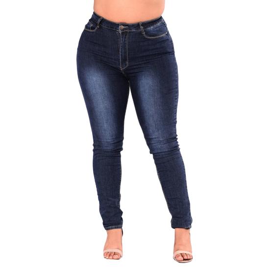 Plus Size Skinny Leg Jeans for Women Sculpting Slim Fit Pencil Denim Pants Mid-Rise High Stretch 6XL темно-синий hejing