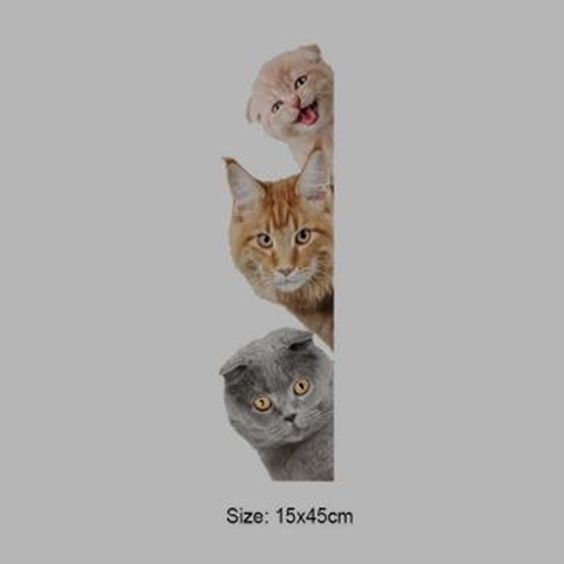 1 шт. Собаки Кошки 3D Наклейка на стену Смешные Двери Окна Шкаф Холодильник Украшения для Детской Комнаты Домашний Декор Мультфильм Животное ADM 1 gray