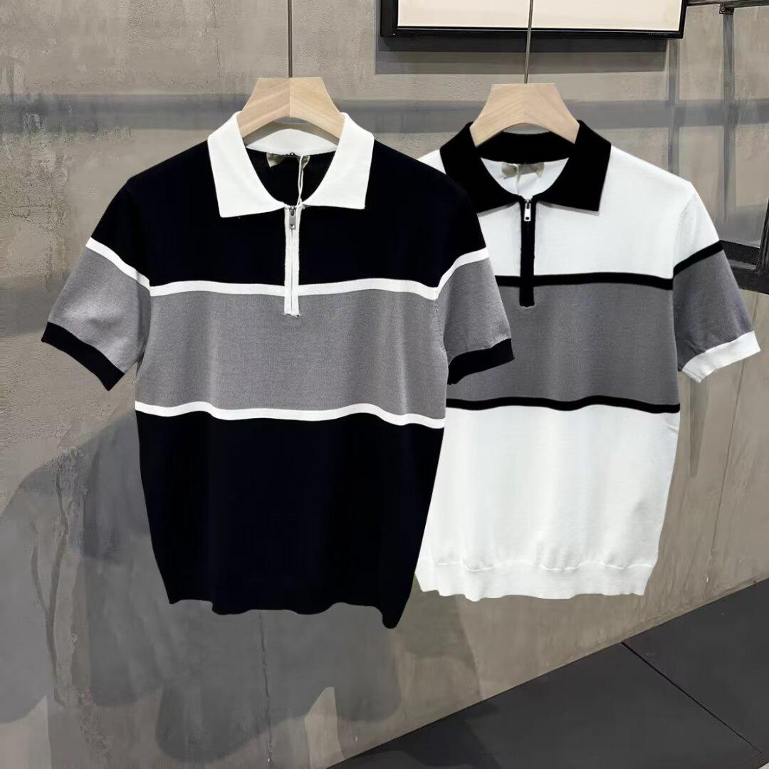 Мужская модная корейская рубашка-поло Slim Fit - Коллекция Лето 2024 3XL чёрный VantaGoods