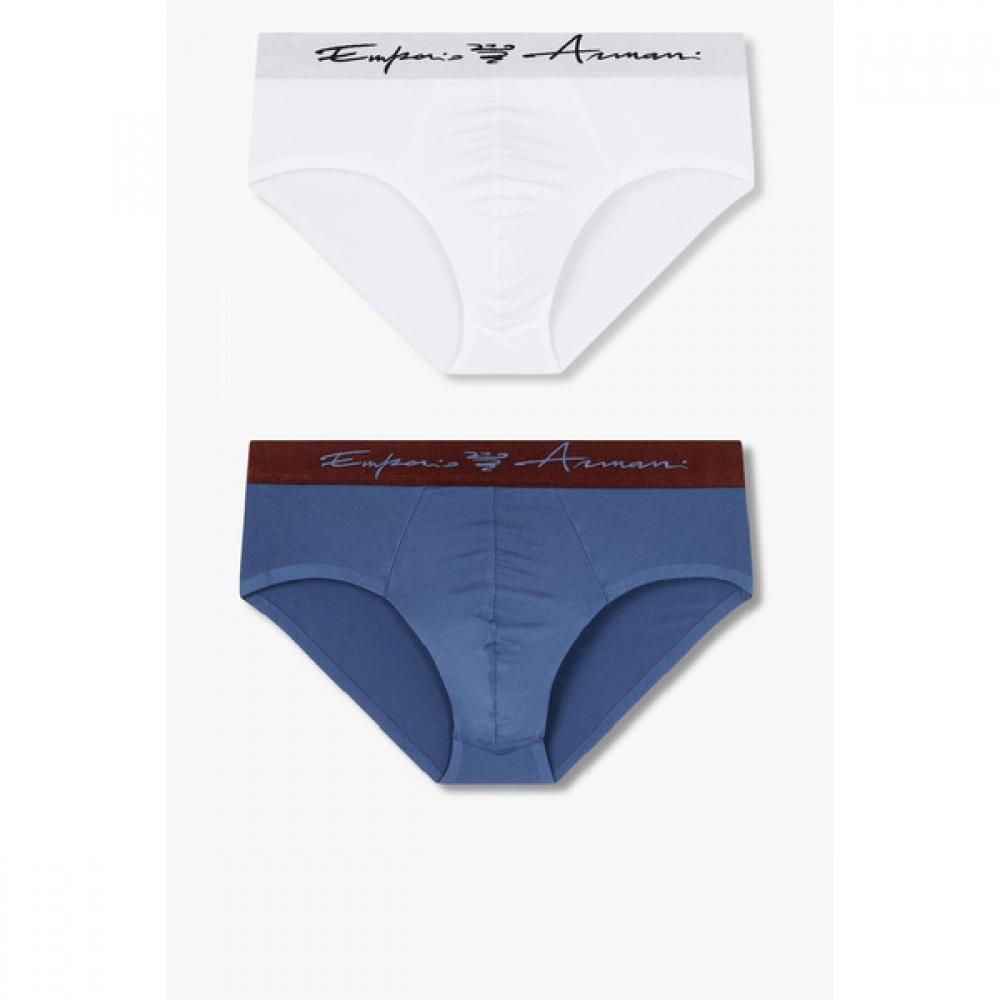 Emporio Armani Men S cuShed Logo Banding Brief 2 SetS  0815111012  0815111014 M(100) white