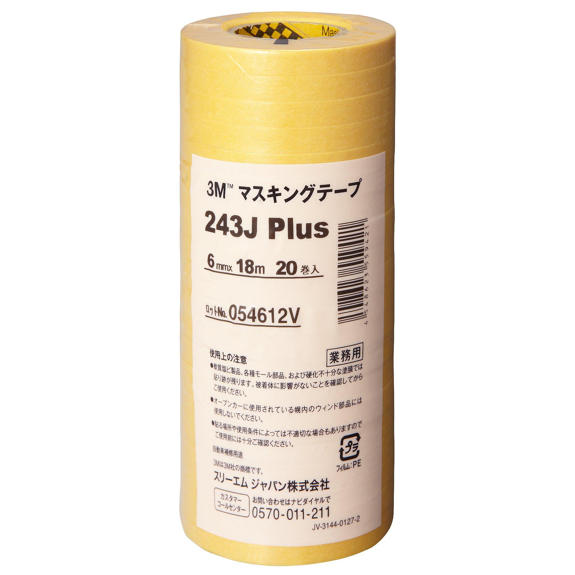 Малярная лента 3M 243J Plus 6 мм x 18 м Упаковка 20 шт. (243J 6) beige