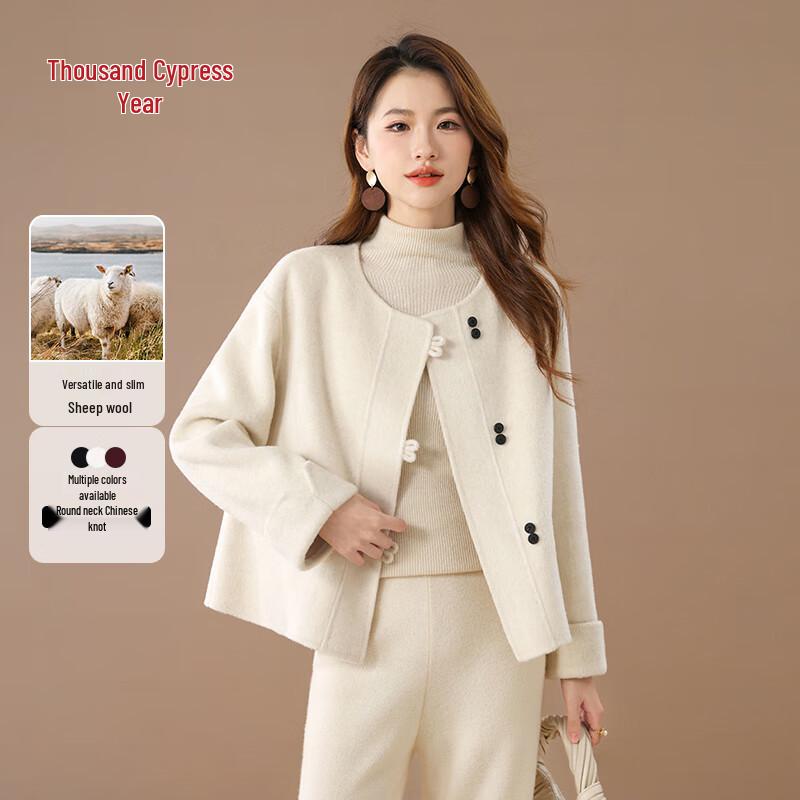 Женское ретро пальто из шерсти и кашемира Qianbai Nian XL white JDST online