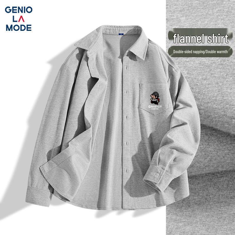 Мужская фланелевая повседневная рубашка с длинным рукавом GENIOLAMODE XL gray JDST online
