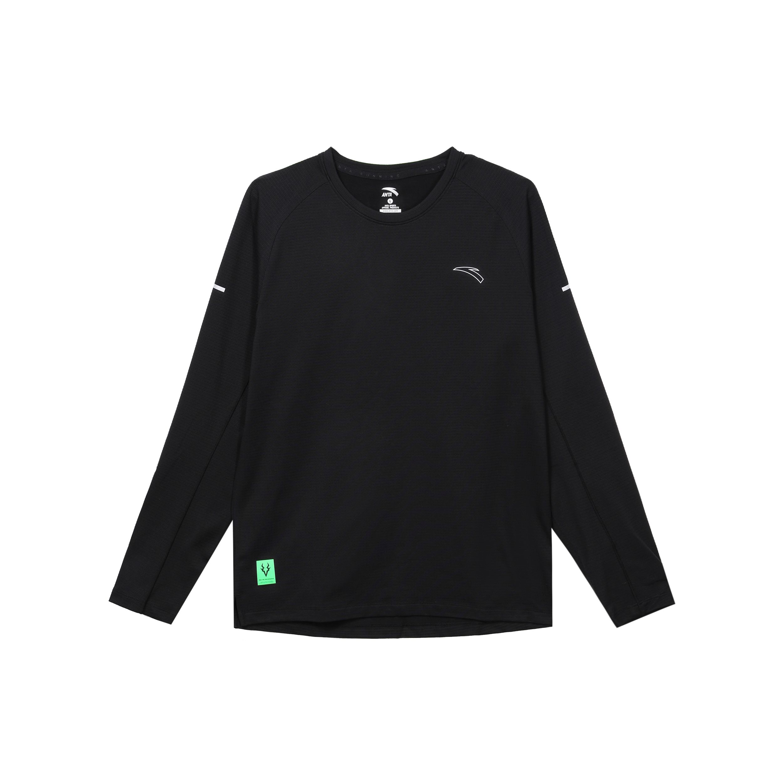 Anta Running Series Повседневная однотонная флисовая трикотажная рубашка с круглым вырезом и длинными рукавами для мужчин, топы Basic-черного цвета 952345402-4 L black