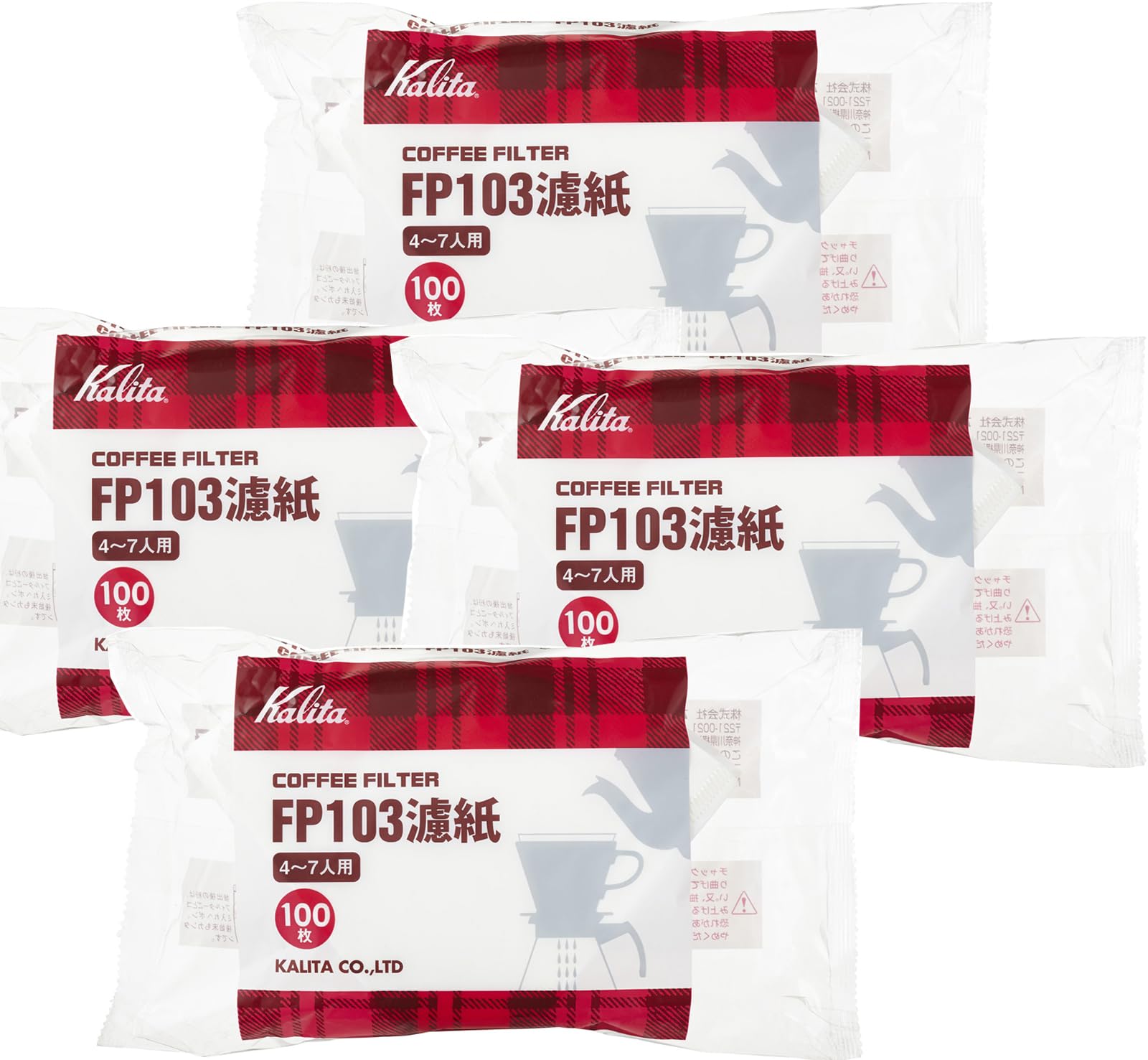 Фильтр для кофе Kalita FP103 Фильтровальная бумага для 4-7 человек 100 Белый Набор из 4 штук, #15085, белый GOALMART