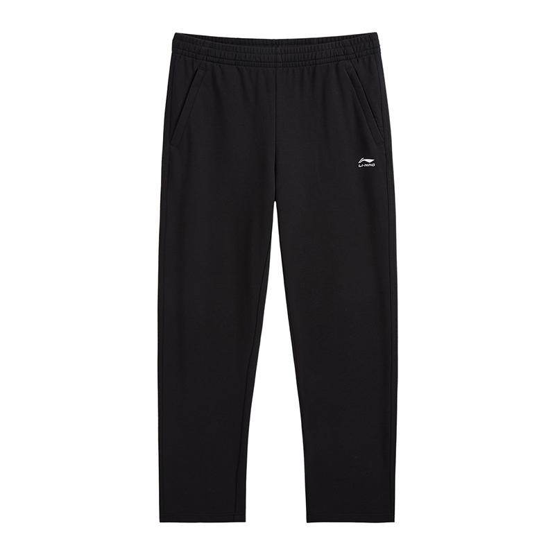 Li-Ning Simple Logo Mid-Waist Drawstring Breathable Versatile Knitted Sports Pants Women bottoms Black AKLV812-1 S black