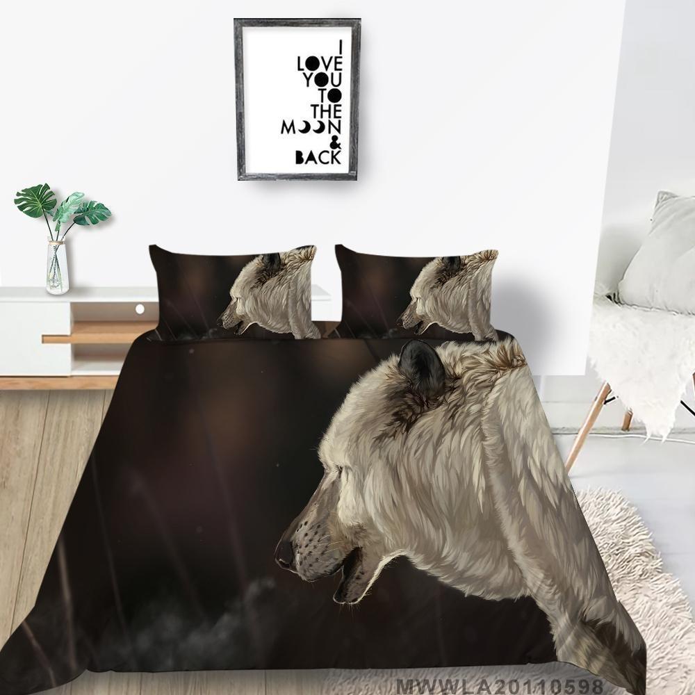 New Style 3D Wolf Printed King Boy Girl Man Queen Soft Single Bedroom Decoration Newly Fashion Home Bedclothes Duvet Cover Set Gift UK Single 135x200cm  2pcs black F168