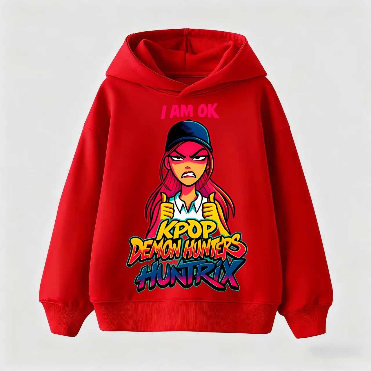 K-Pop Охотники на демонов Худи Одежда для малышей мальчиков и девочек Модные толстовки с капюшоном K-Pop Охотники на демонов Пуловер Детские наряды 130 red Stylish Anime Hoodie T shirt