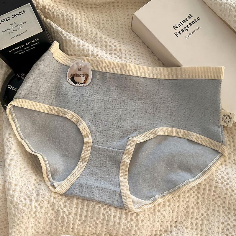 Нижнее белье Four Seasons Mid-Waist для девочек из антибактериального хлопка, удобное, большого размера, в японском стиле (Пакет из 5). M (40-55 kg) синий BreezeCart