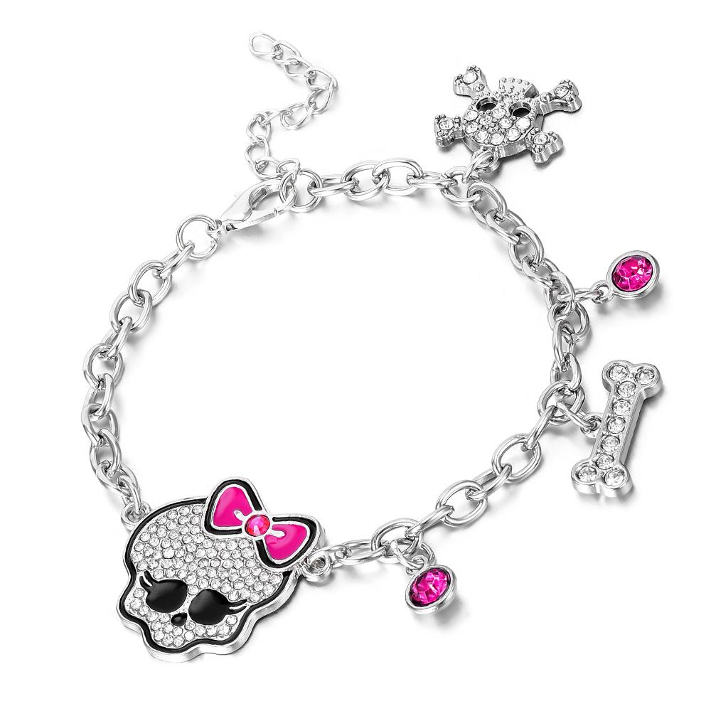 Розовый браслет-шарм со скелетом на Хэллоуин Панк Готика Бант Череп Украшение Подарок для Женщин white D1 market