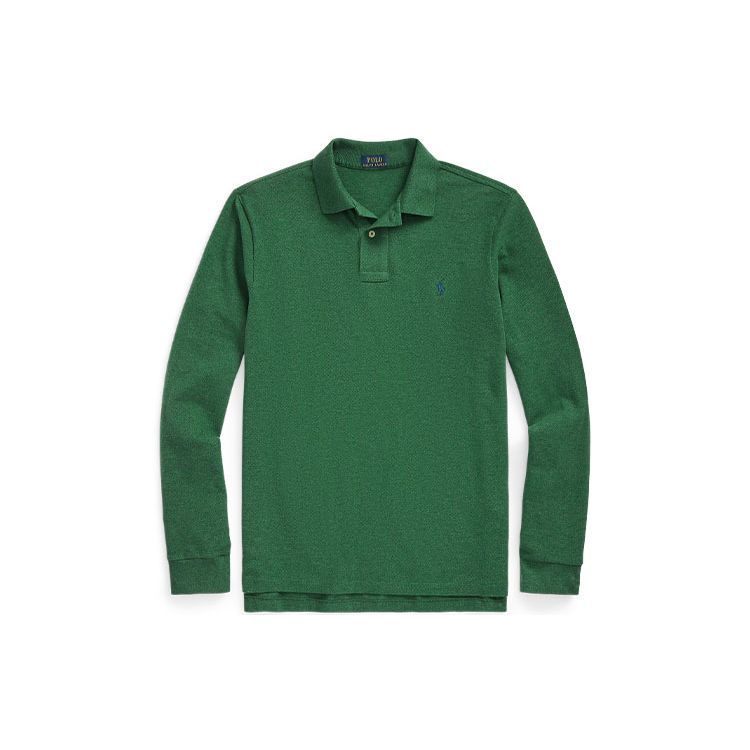 Polo Ralph Lauren SS23 Solid Mesh Slim Fit Polo Shirt Long Sleeve Men tops Green MNPOKNI16822702-301 XXL black