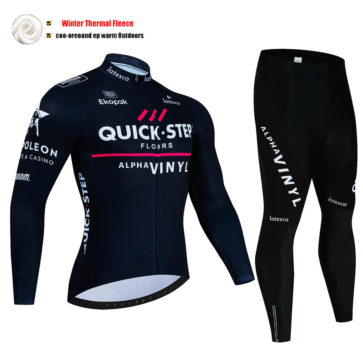 QUICK STEP Зимний термобелье из флиса для велоспорта Maillot Ropa Ciclismo Сохраняйте тепло MTB Одежда для велосипедистов Велосипедный комплект Asian size -S black DR-clothing