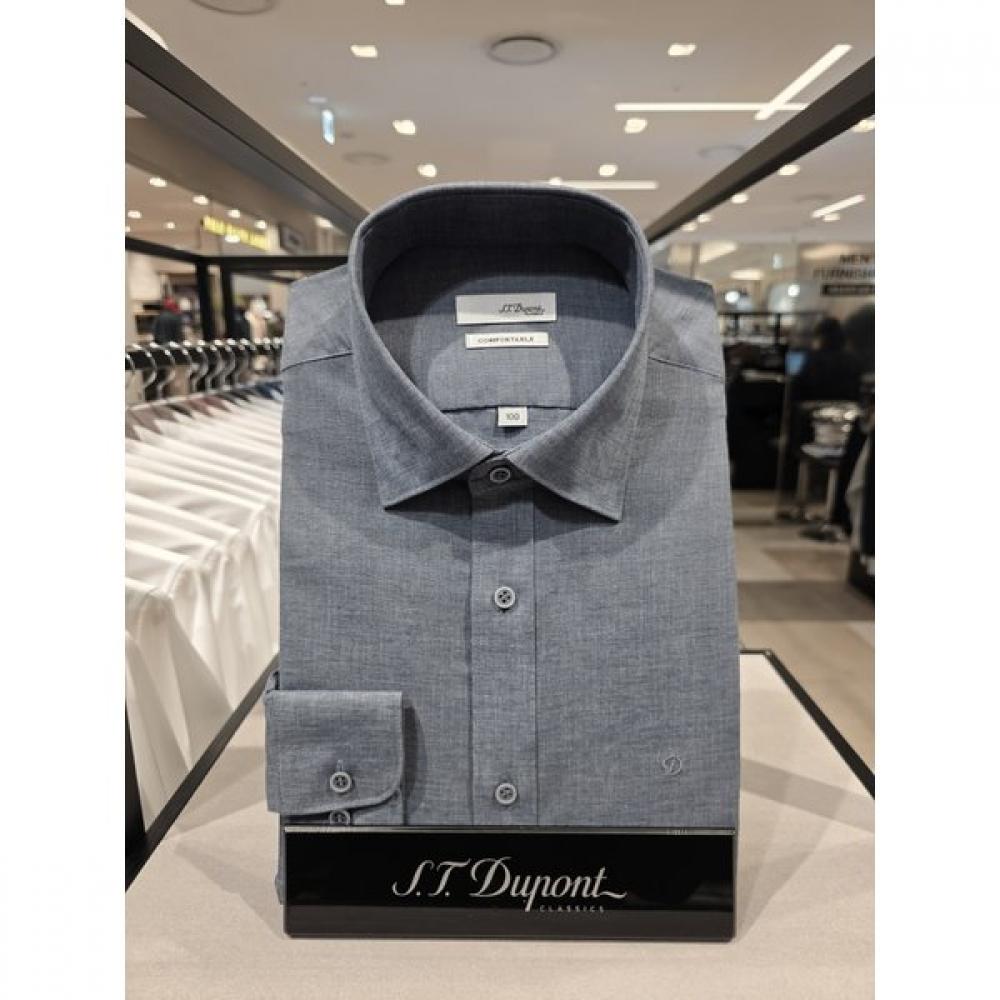С.т. Dupont 25ss Рубашка с длинным рукавом Приталенная Льняная смесь Se5sm22ls757sdy 95 black S.T. Dupont