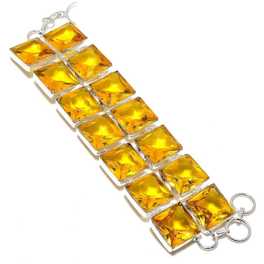 Браслет из цитрина ручной работы из стерлингового серебра 925 пробы 7-8  U9t23 orange Copperjewels