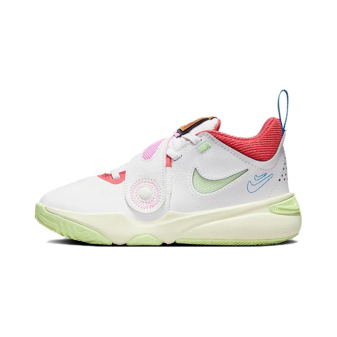 Nike Team Hustle D11 PS Summit White Barely Volt Детские кроссовки Кокосовое молоко Светло-Фото-Синий FJ1393-100 35 white