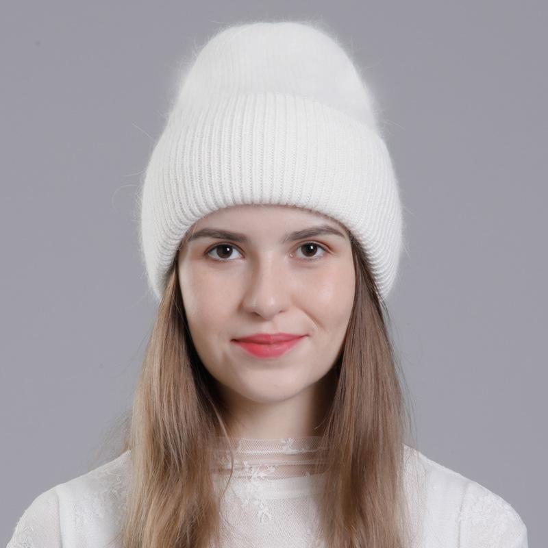 Вязаная шапка из меха кролика в корейском стиле для женщин - модная повязка на голову с наушниками на осень/зиму One Size белый Warm Land