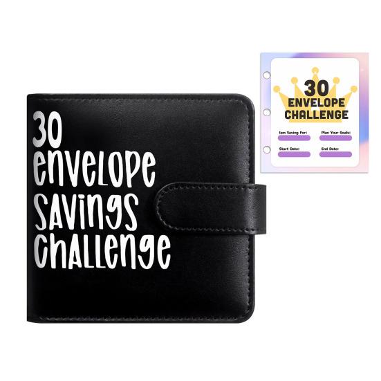 Yousheng Money Binder для экономии денег, 30 конвертов, бюджетная книга, органайзер для денег из искусственной кожи для дома, школы, путешествий чёрный Outdoor Sport Hobby