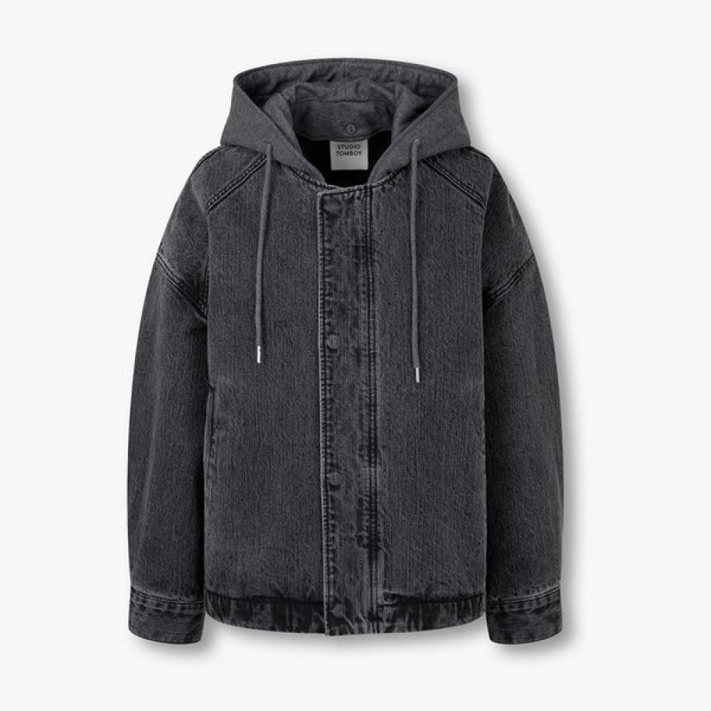 Джинсовый комбинезон Studio Tomboy со съемным капюшоном 9176113971ct dark gray/OS black