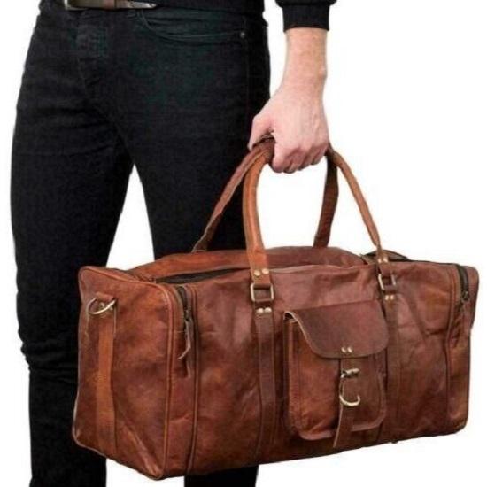 Кожаная сумка Travel Goat Gym Duffel Luggage Подлинная коричневая винтажная новая мужская мужская 20 x 10 x 8 in коричневый NAVYA Genuine leather Bags