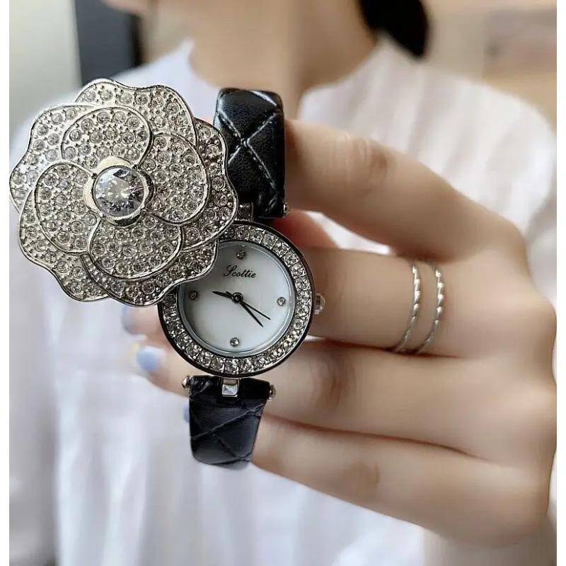Женские кварцевые часы класса люкс Flower Shell Orologio Vintage Новые элегантные женские часы с инкрустацией из бриллиантового хрусталя Женские наручные часы gray wekeep