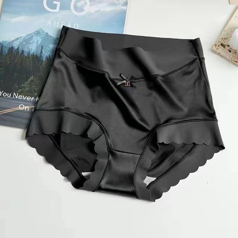 Женское нижнее белье Ice Silk с высокой талией, простое, дышащее, не оставляющее следов, однотонное, высокоэластичное, подтягивающее ягодицы, трусики M чёрный AABB