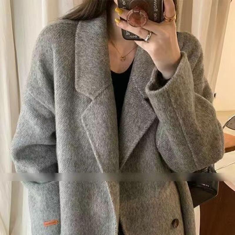 Двустороннее шерстяное пальто Свободное повседневное шерстяное пальто S gray Avant-garde