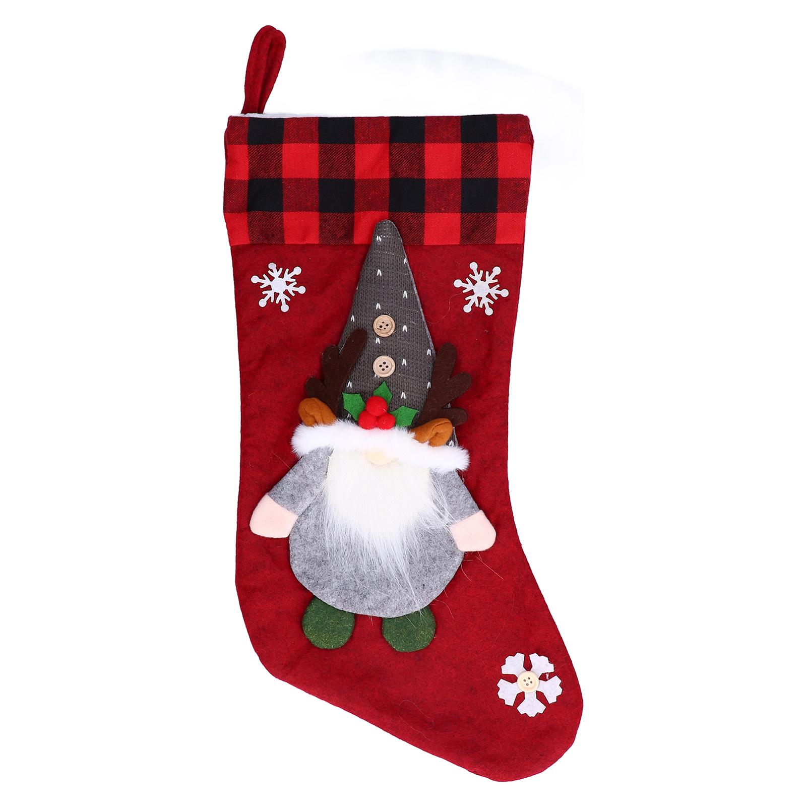 Christmas Stocking with Faceless Doll Decor Home Shop Party Xmas Tree Gift Bag Ornament PendantRed красный OutsideWorld