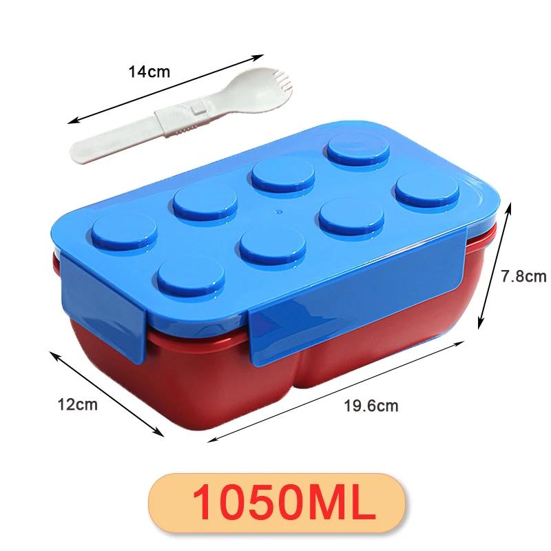 1050/1300 мл контейнер для завтрака Building Block с посудой портативный двухслойный контейнер Bento для студенческого офиса фруктовый салат герметичная коробка blue Mellow Home