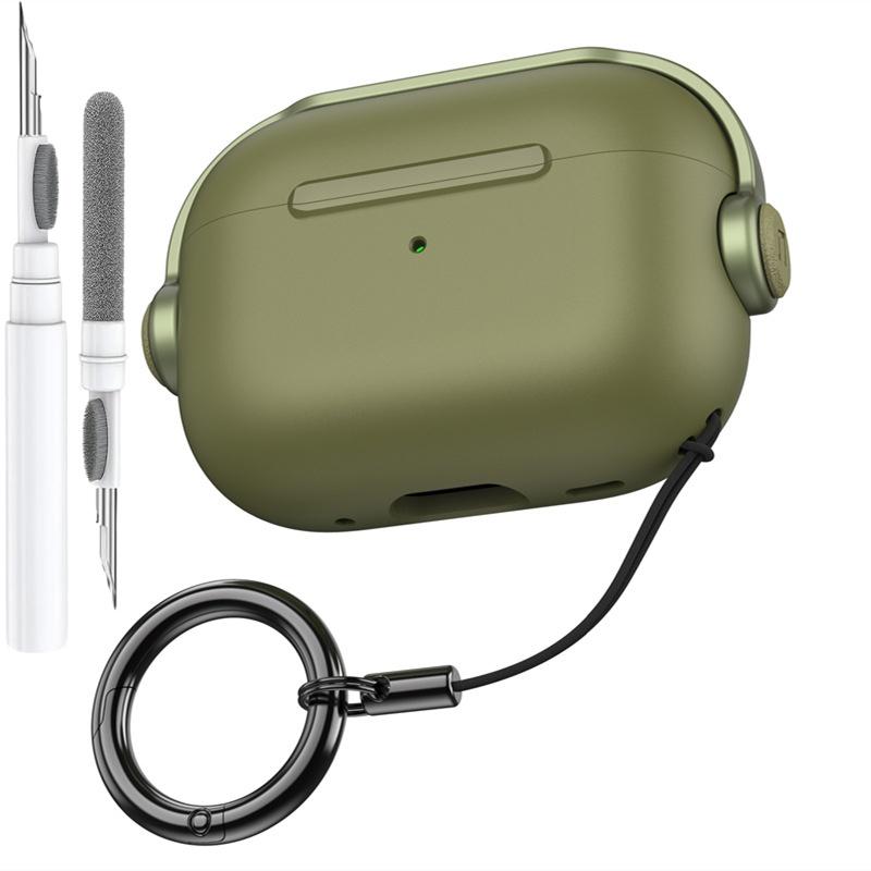 2025 Новинка для AirPods 4 Чехол ТПУ Защитник музыки Мягкий чехол Защитник со всех сторон с набором для чистки Для AirPods Pro 2 Чехол For AirPods 4 армия зеленый Aura Living
