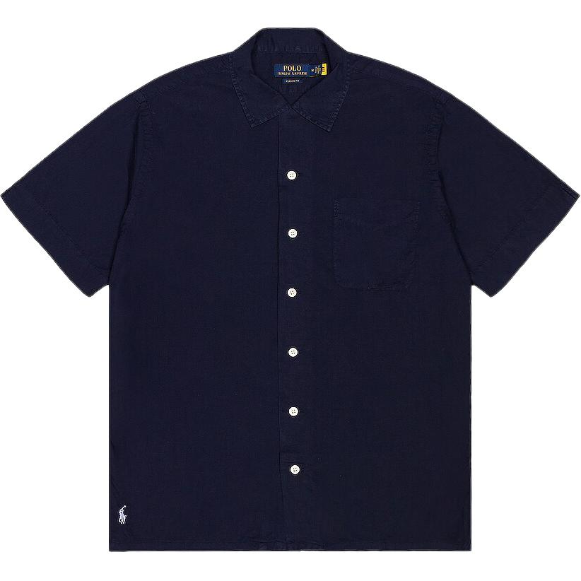 Polo Ralph Lauren Однотонная рубашка с вышивкой пони, свободного кроя, с коротким рукавом, мужская рубашка, темно-синяя, MNPOWOV1N820436-410 XS black