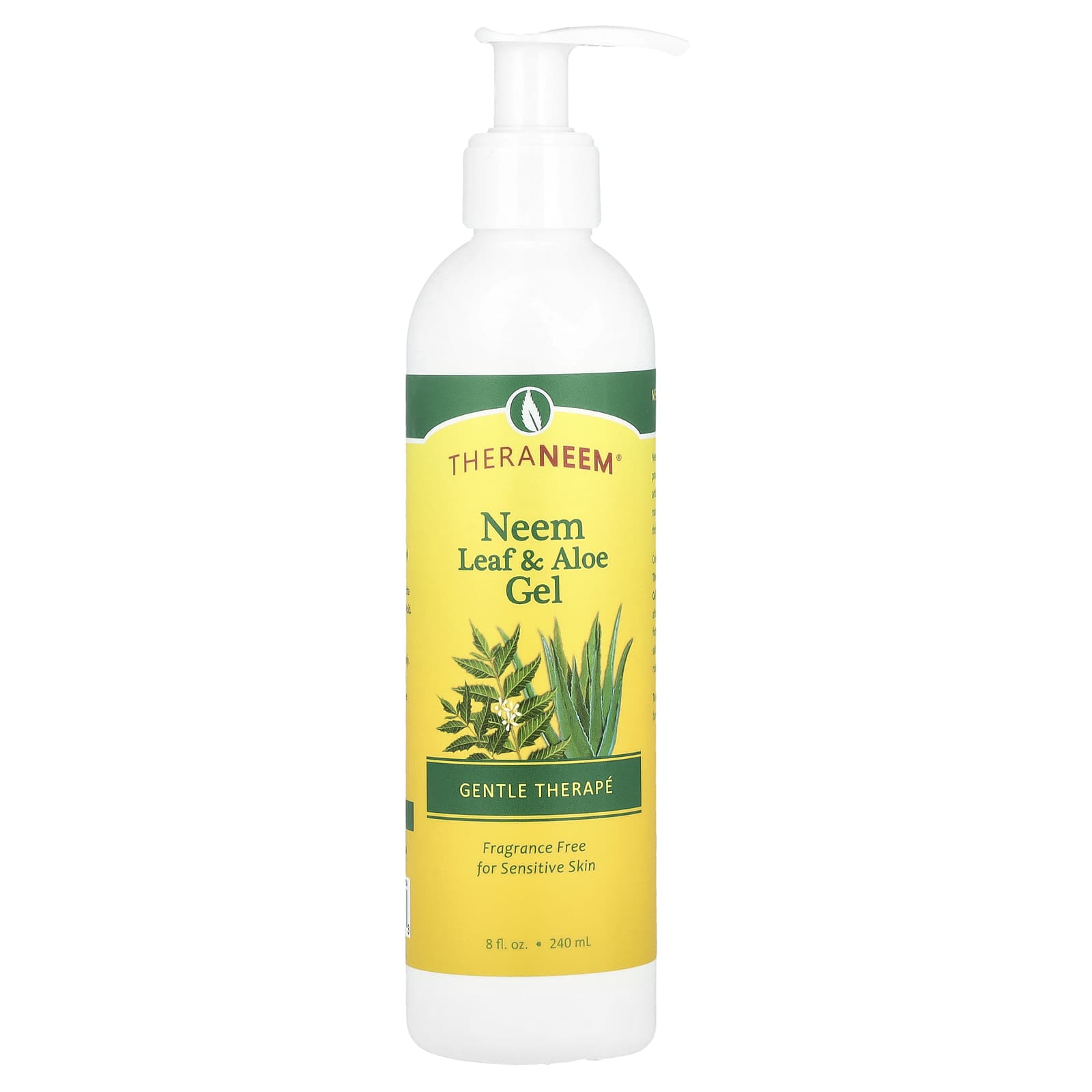 Theraneem Natural, Neem Leaf & Aloe Gel, Gentle Therapy, Fragrance Free, 240 Ml (8 Fl Oz) yellow Organix South