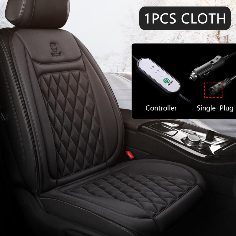 Car Heated Seat Cover 12/24V 30‘ Fast Heating Seat Cushion Universal Car Seat Heater Durable Cloth Thicken Car Heating Pad Seat 1Pcs Cloth BLACK-1 black 91140109MA0LUCD05R