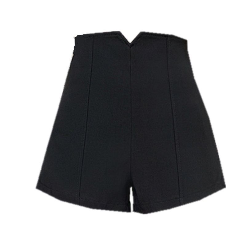 Small Springtime and Fall New Casual Shorts for Women Versatile A-line Shorts with Hip Bottoms Hot Girl V-waist Long Legs Shorts S black BosphorusBoutique