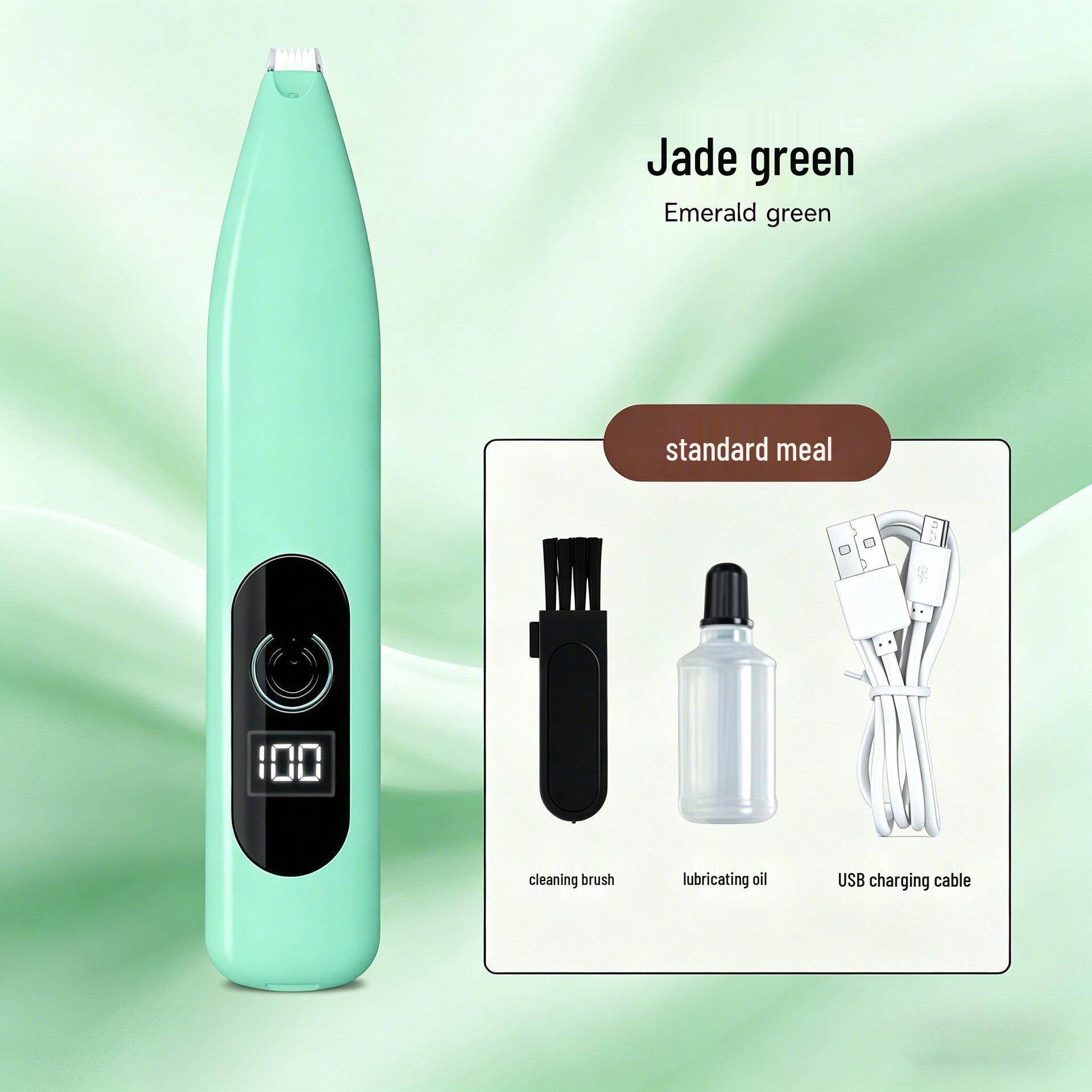 Электробритва и бесшумная машинка для стрижки когтей для собак и кошек Green - Display + LED white Pets Land