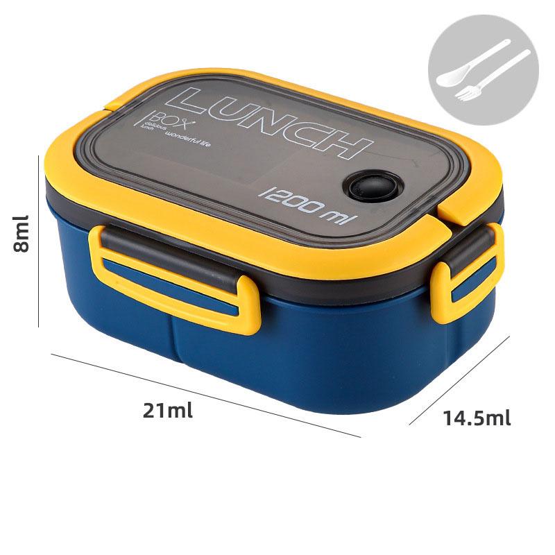 Герметичный двухслойный ланч-бокс для студентов с отделениями, контейнер для еды, подходит для микроволновой печи, ланч-бокс для похудения для офисных работников blue yellow inne