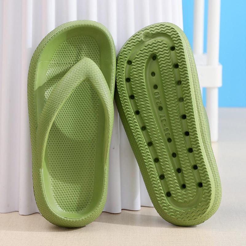модные женские шлепанцы Rimocy Soft Sole EVA 2024, летние пляжные нескользящие тапочки Cloud, женские толстые тапочки на платформе с зажимом для носка, для ванной комнаты 36-37 зелёный PrimeFootwear