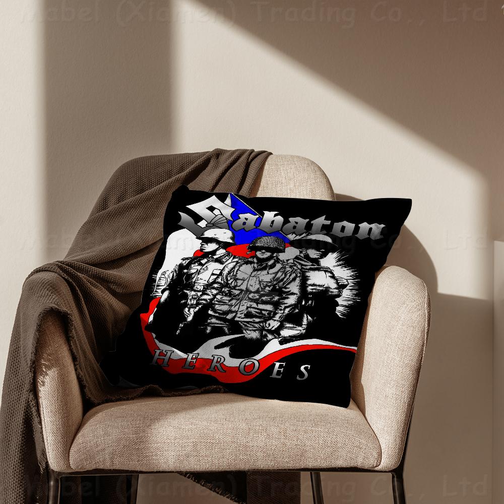S-Sabaton band Чехол для офисной подушки Подушка для сиденья автомобиля 45X45 см Чехол для поясничной подушки Чехол для диванной подушки 16x16Inch white causallook Home
