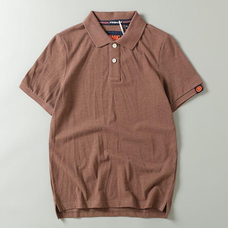 Foreign Trade Export Embroidery Summer Casual Short Sleeve Polo Shirt Coffee L brown TAOMall